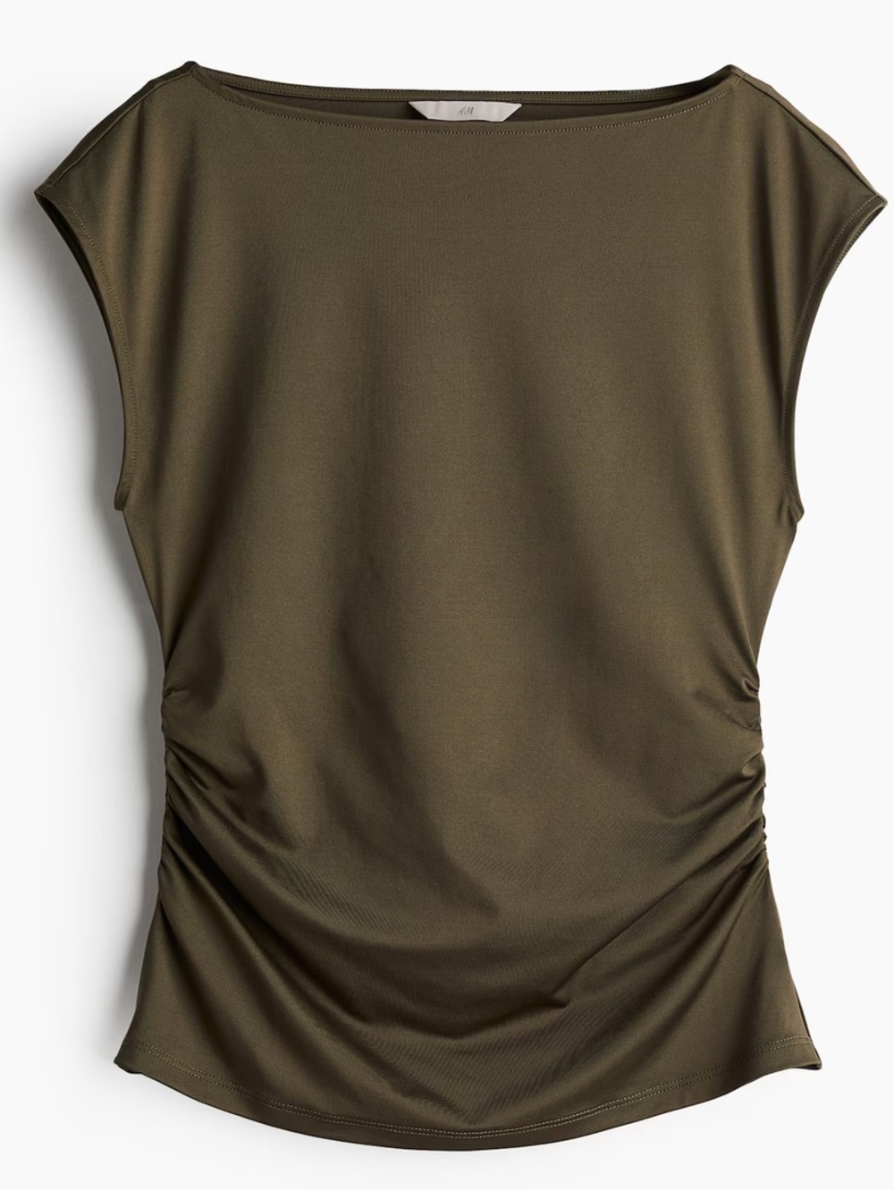 H&M Olive Cap-Sleeve Ruched Tank Top